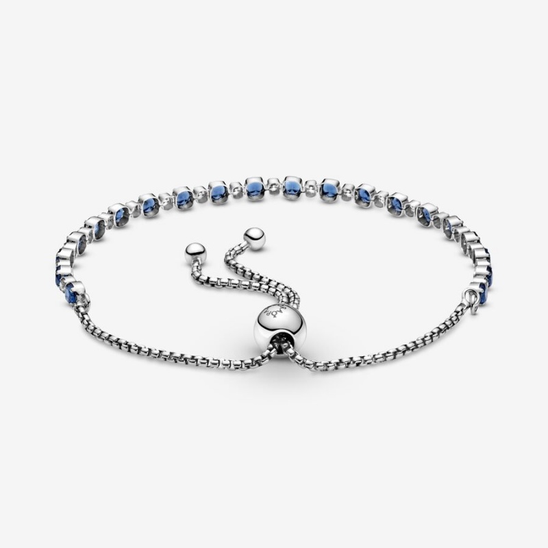 Pandora Blue Clear Sparkle Slider Sliding Bracelets Sterling silver | 91452-RDBT