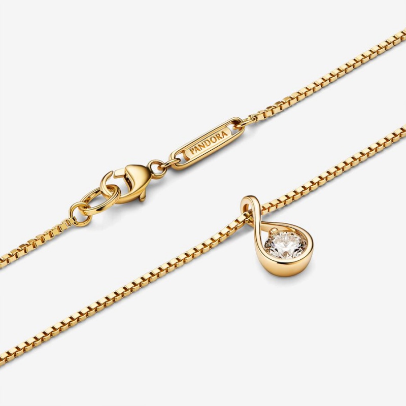 Pandora Brilliance 0.25 ct tw Necklaces Gold | 20497-ILME