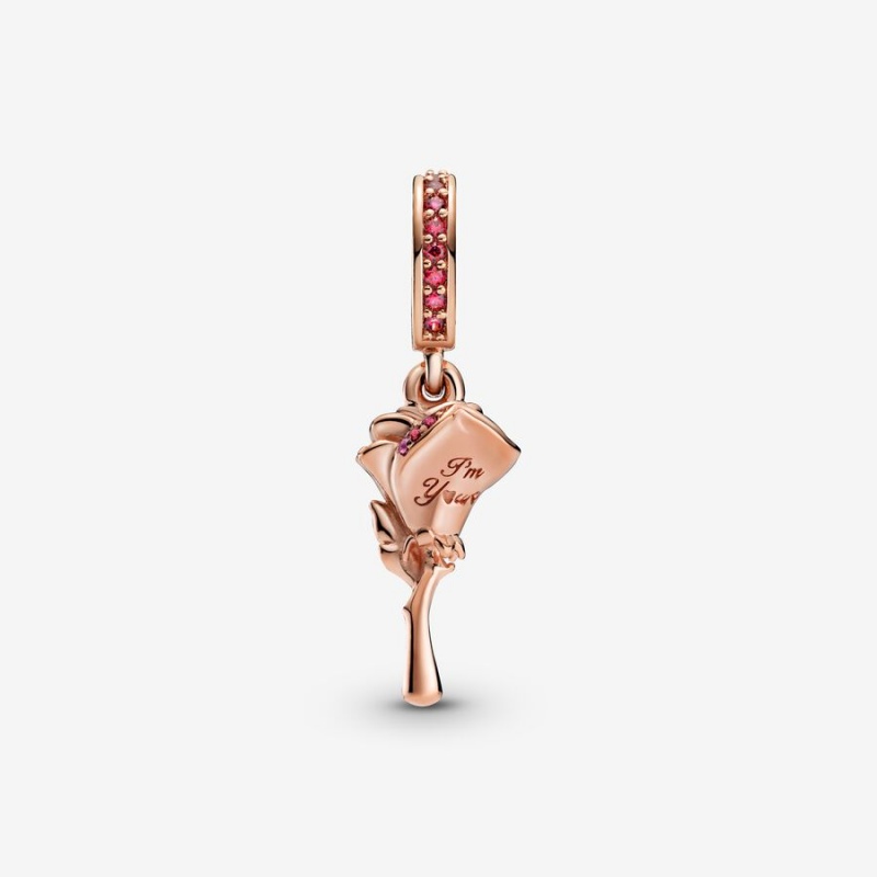 Pandora Flower Dangle Charms Rose gold plated | 84635-PBKQ