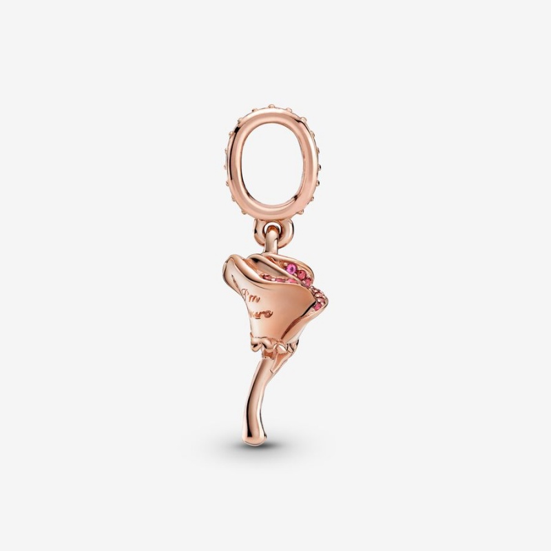 Pandora Flower Dangle Charms Rose gold plated | 84635-PBKQ