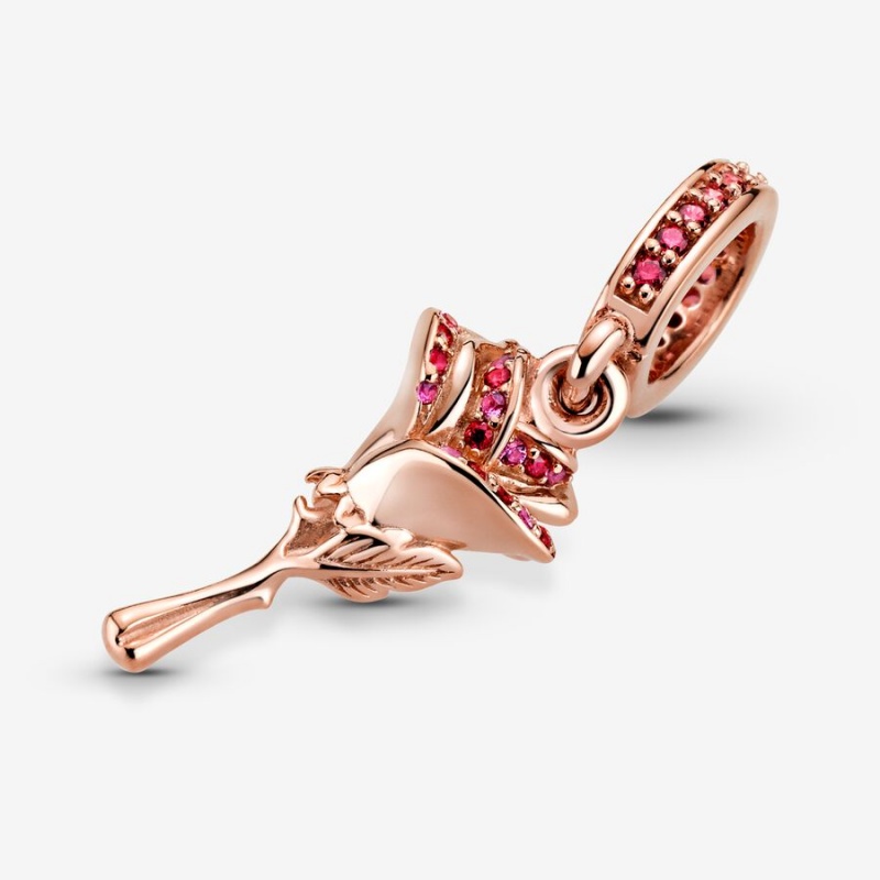 Pandora Flower Dangle Charms Rose gold plated | 84635-PBKQ