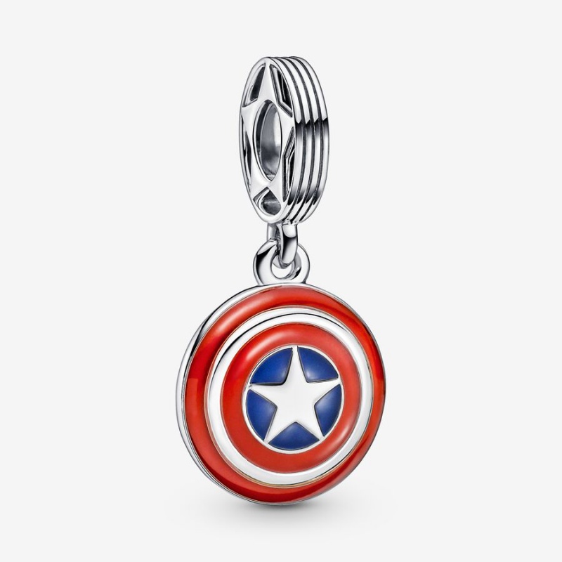 Pandora Marvel Captain America Shield Charm Holders Multicolor | 27396-CJAR