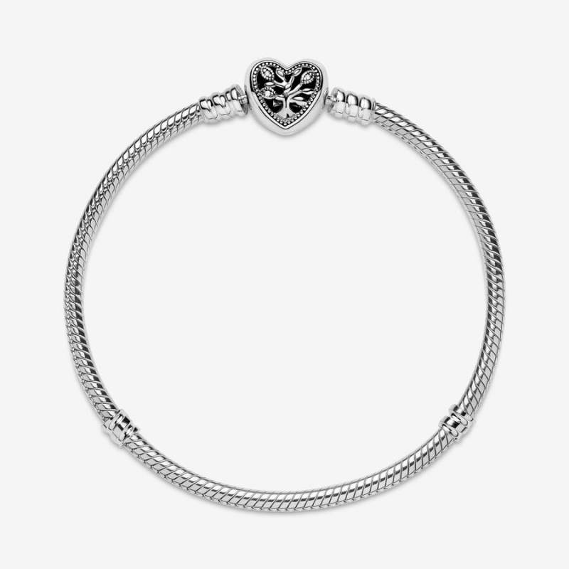 Pandora Moments Family Tree Clasp Snake Charm Bracelets Sterling silver | 64179-CDKX