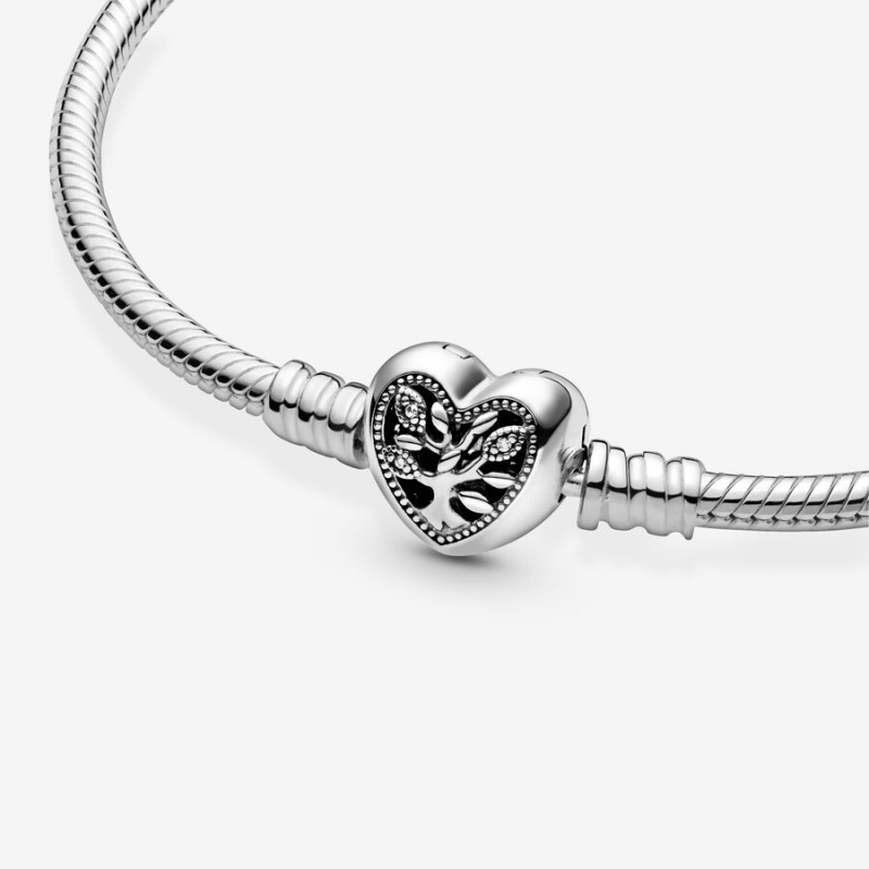 Pandora Moments Family Tree Clasp Snake Charm Bracelets Sterling silver | 64179-CDKX