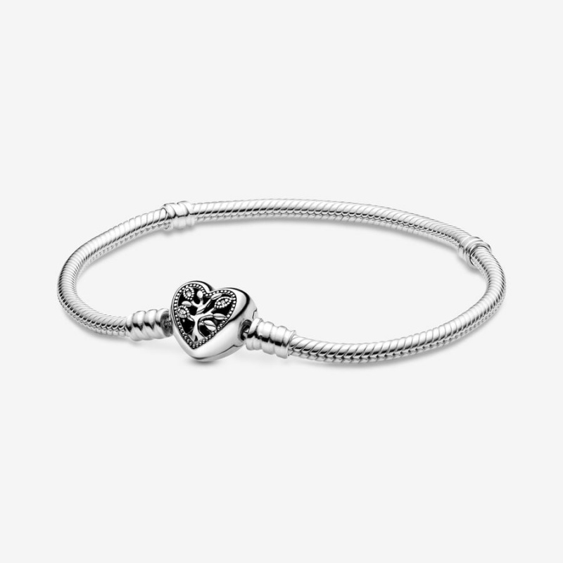 Pandora Moments Family Tree Clasp Snake Charm Bracelets Sterling silver | 64179-CDKX