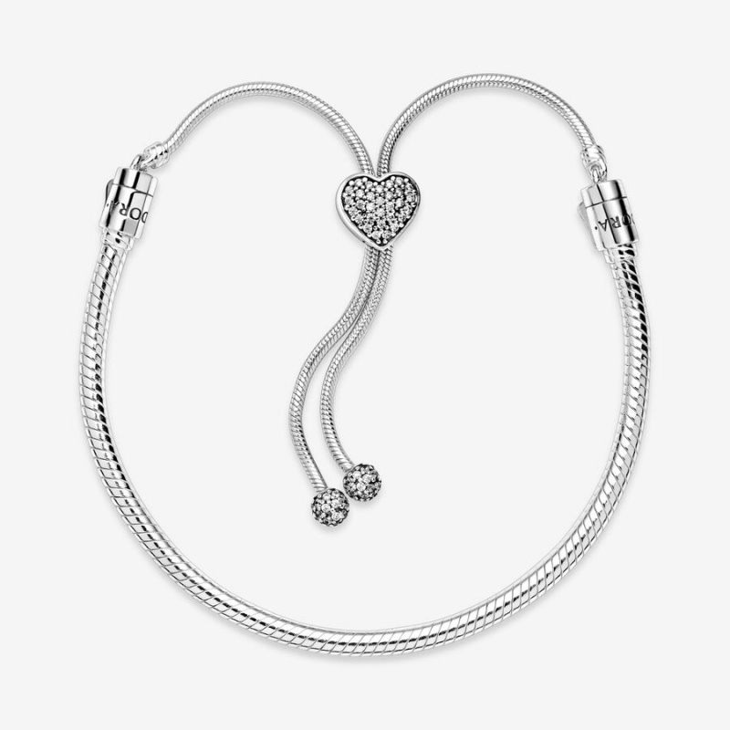 Pandora Moments Pave Clasp Snake Slider Charm Holders Sterling silver | 05732-IOCL