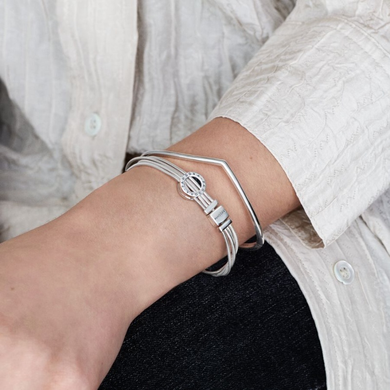 Pandora Multi Snake Chain Bracelets Sterling silver | 19487-QTXU