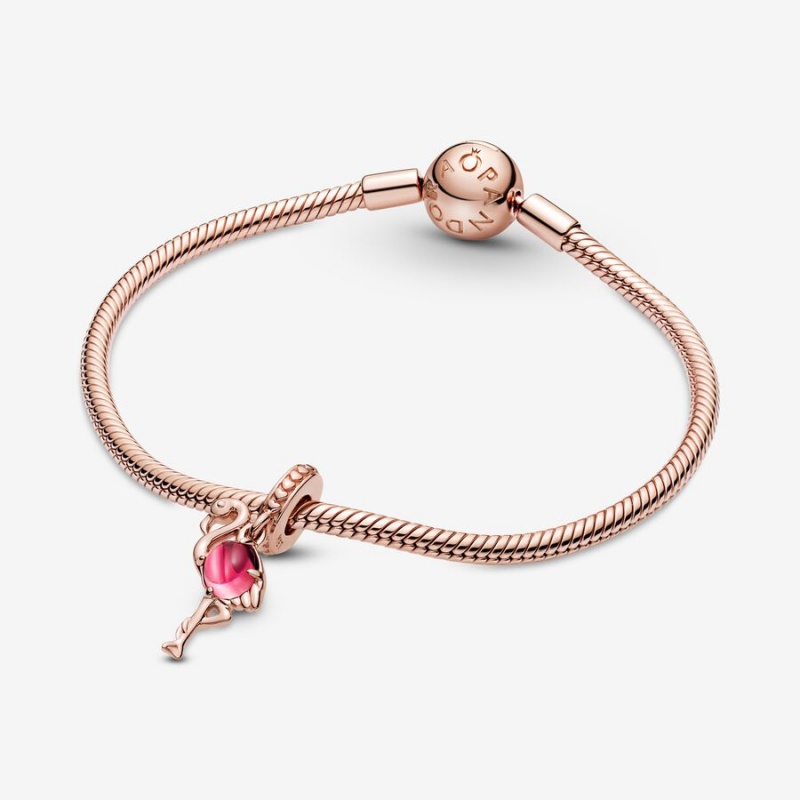 Pandora Pink Murano Glass Flamingo Dangle Charms Rose gold plated | 80754-LPRZ