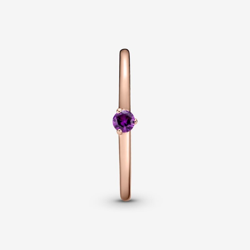 Pandora Purple Halo & Solitaire Rings Rose gold plated | 30187-EYRP