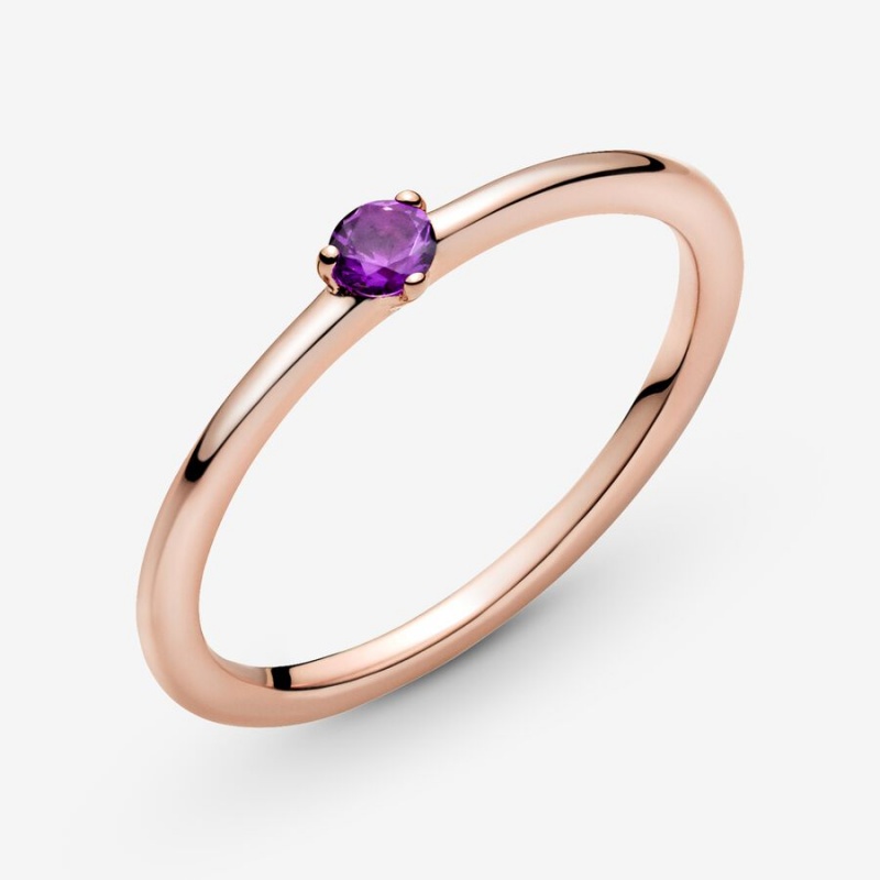 Pandora Purple Halo & Solitaire Rings Rose gold plated | 30187-EYRP