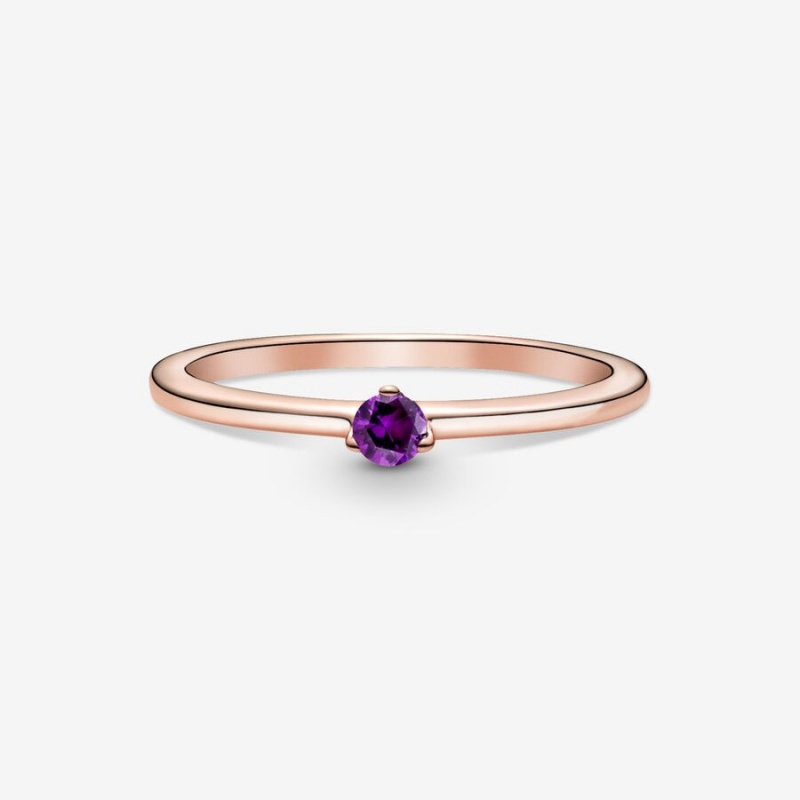 Pandora Purple Halo & Solitaire Rings Rose gold plated | 30187-EYRP