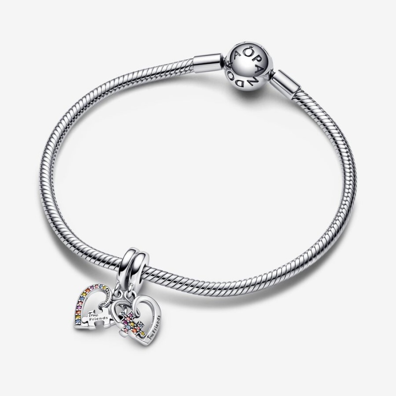 Pandora Puzzle Piece Hearts Splittable Friendship Dangle Charms Sterling silver | 69537-DYHO