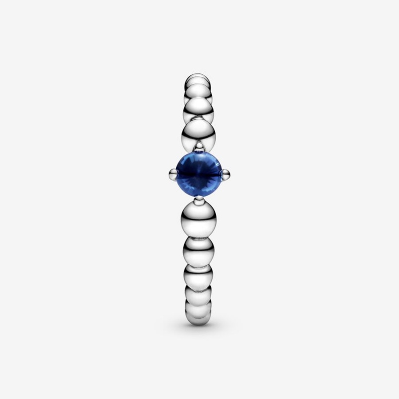 Pandora September Sea Blue Beaded Birthstone Rings Sterling silver | 80475-LOUE