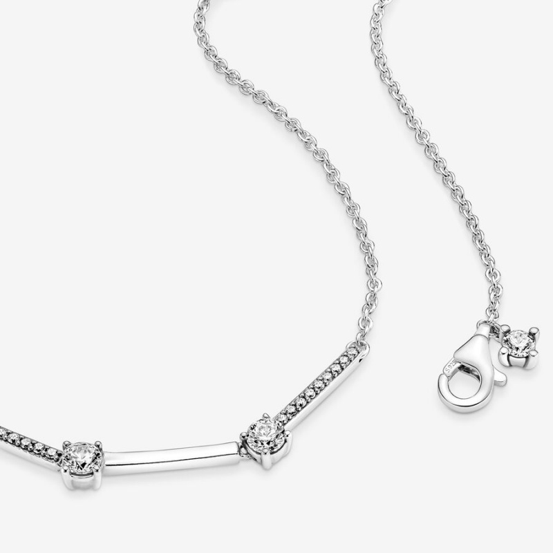 Pandora Sparkling Pave Collier Bars Chain Necklaces Sterling silver | 95283-RGOV